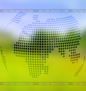 Размытые фон пейзаж с картой мира - рисунок в векторе