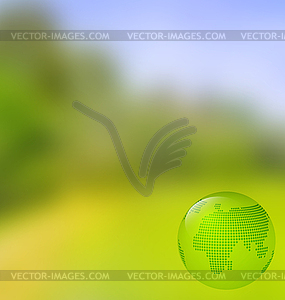 Blurred landscape background with globe - vector clipart