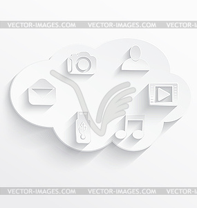 White cloud computing symbols - vector image