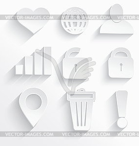 White Internet icons heart - vector EPS clipart