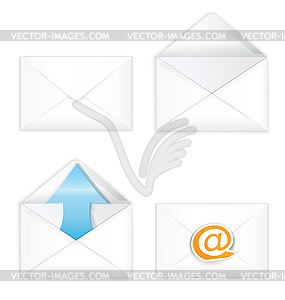 White open closed envelope icon set - vector image