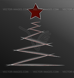 Christmas tree paper cut lines - vector image