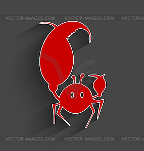 Red paper crab - vector image