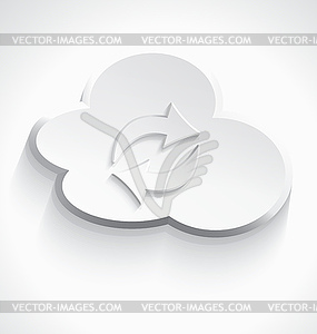 Белый облачных вычислений значок раковины 3d - векторное графическое изображение