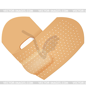 First aid band folded heart - vector image