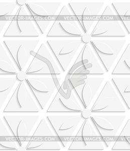 Белые цветы и треугольники бесшовные - изображение в векторном формате