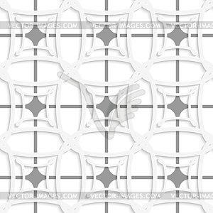 White geometric ornament with gray net seamless - vector image