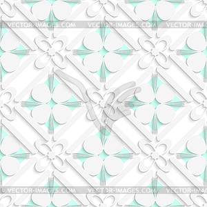 Diagonal clove leaves and flowers on green pattern - vector clipart