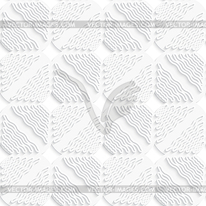 Diagonal white wavy lines and squares layered - vector clip art