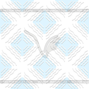 Diagonal white wavy lines with blue pattern - vector image