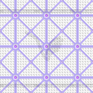 White perforated triangles with purple lines tile - vector image