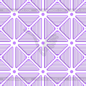 White triangles with lines and violet tile ornament - vector image