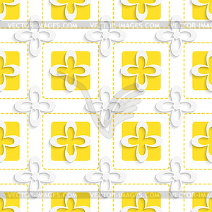 Желтые квадраты и белые цветы шаблон - клипарт
