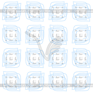 Blue linear leaves and rectangles seamless - vector clip art