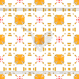 Orange crosses on top perforated rectangles seamless - vector clip art