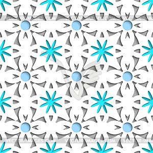 Simple white repainting flowers with blue seamless - vector image