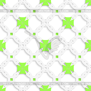 White perforated ornament with green crosses - vector clipart / vector image