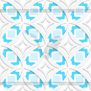 White pointy rhombuses with blue flat seamless - vector clipart