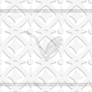 White rhombuses and white ornament - vector clipart