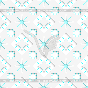 White snowflakes on blue flat ornament seamless - vector image