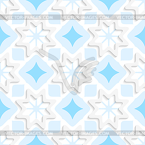 White snowflakes on flat blue ornament seamless - vector clipart