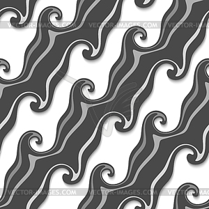 Темно-серый полосатый кривые линии и завихрения бесшовные - векторный клипарт