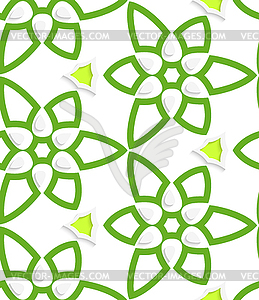 Green layered floristic swirl lace seamless pattern - vector image