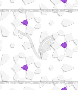 Белый геометрическая флористика с фиолетовым бесшовные - изображение в векторе