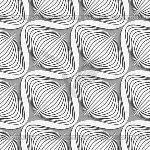 White diagonal wavy net layered on gray seamless - vector image
