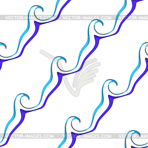 Белое море волны линии перфорированные с синим бесшовные - векторное изображение EPS