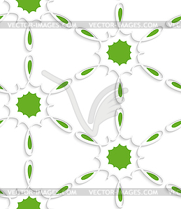 White simple flower swirl with green inside seamles - vector clipart