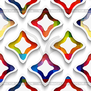 White wavy rectangles with rainbow and white - vector image