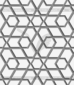 White geometrical detailed on gray seamless pattern - vector image