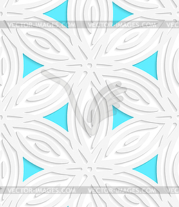 White geometrical flower like shapes with blue - vector image