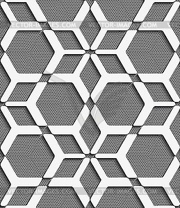 White geometrical net on textured gray seamless - vector clipart