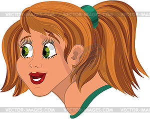 Cartoon girl head - vector clip art