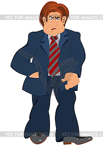 Cartoon man in blue suit with striped tie - vector image