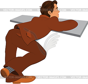 Cartoon man in brown suit back view - vector clip art