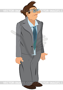 Retro hipster man standing in gray jacket and - vector image