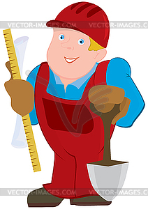 Cartoon man in red constrictor uniform and with - vector clip art