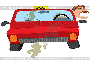 Cartoon man taxi driver creaming - vector clipart