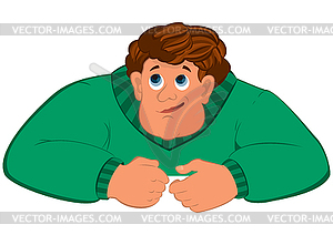 Cartoon man torso in green sweater - royalty-free vector image