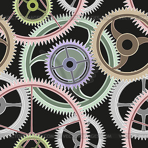Seamless background with mechanical gears - vector clip art
