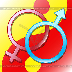 Vector background venus mars male and female symbol - color vector clipart
