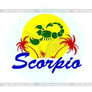 Zodiac sign with palm trees - stock vector clipart