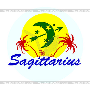 Zodiac sign with palm trees - vector clip art