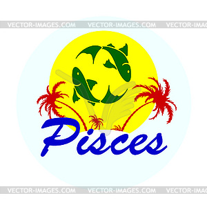 Zodiac sign with palm trees - vector image