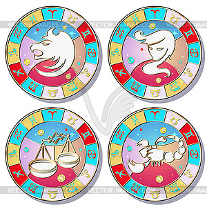 Zodiac signs, set - color vector clipart