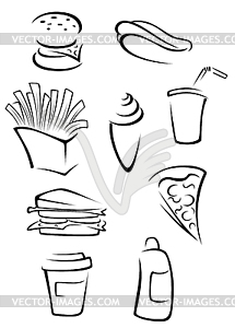 Fast food elements - vector clipart