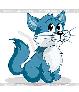 Funny cartoon kitten - vector clip art